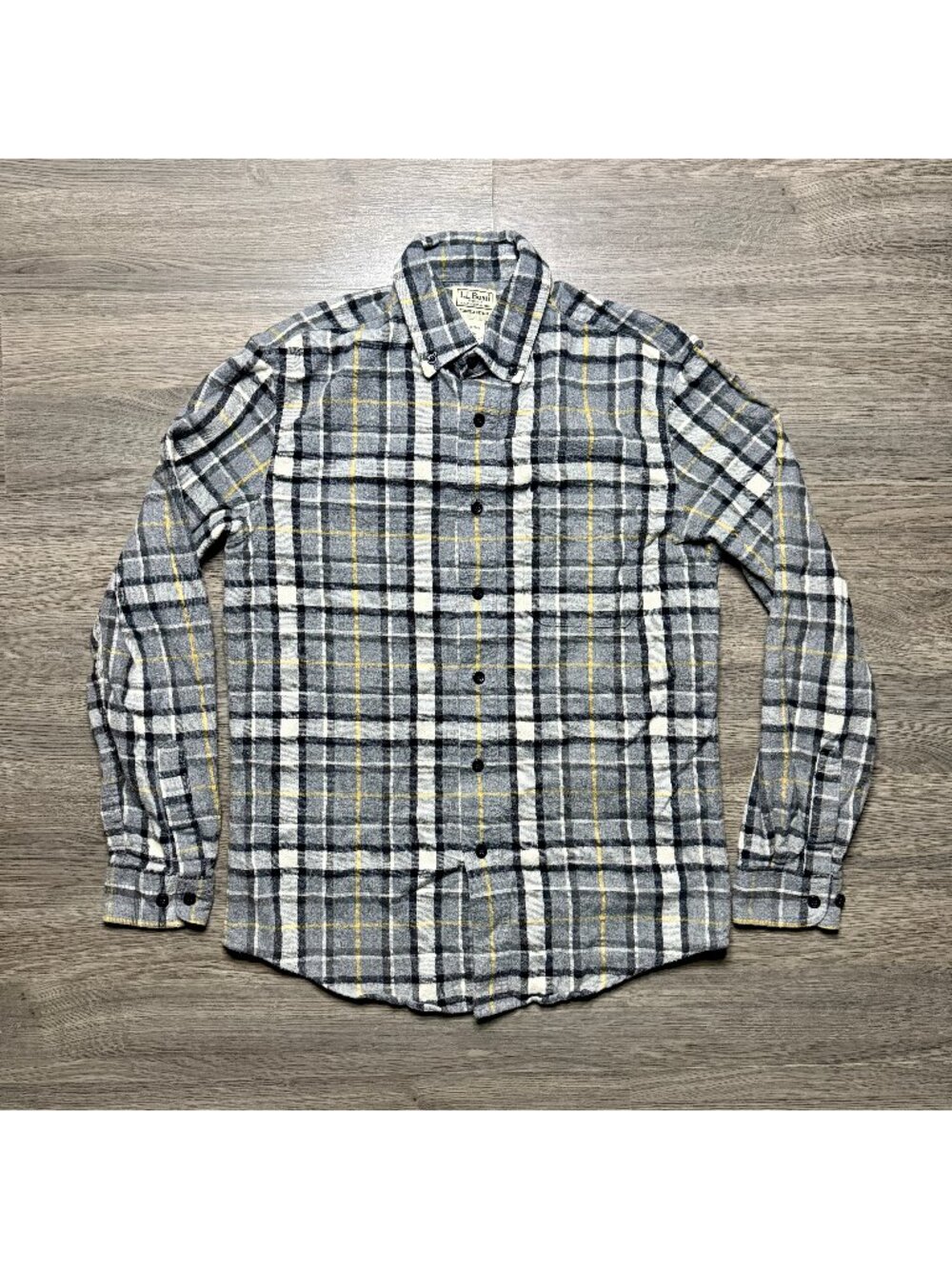 L.L. Bean Men's Scotch Plaid Flannel Shirt Slightly Fitted - Grey/Yellow